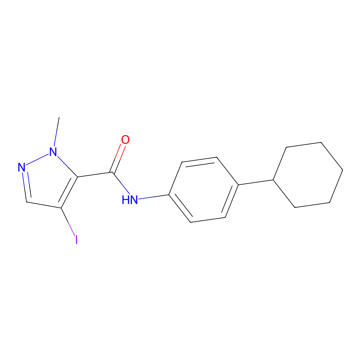 N-(4-Cyclohexylphenyl)-4-iodo-1-methyl-1H-pyrazole-5-carboxamide molecular structure, CAS 377064-85-2