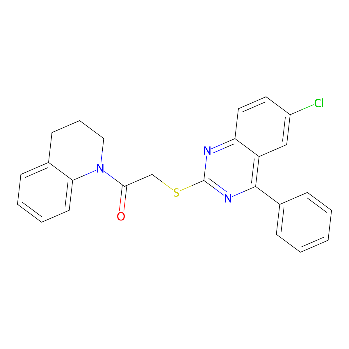6-chloro-2-{[2-(3,4-dihydroquinolin-1(2H)-yl)-2-oxoethyl]thio}-4-phenylquinazoline molecular structure, CAS 377064-87-4