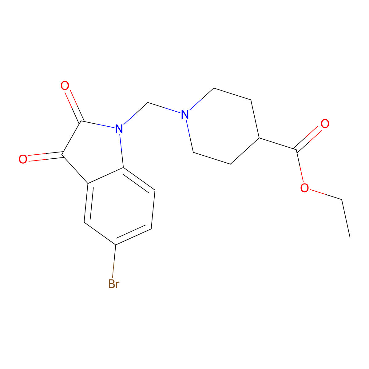 Ethyl 1-[(5-bromo-2,3-dioxoindol-1-yl)methyl]piperidine-4-carboxylate molecular structure, CAS 377064-94-3