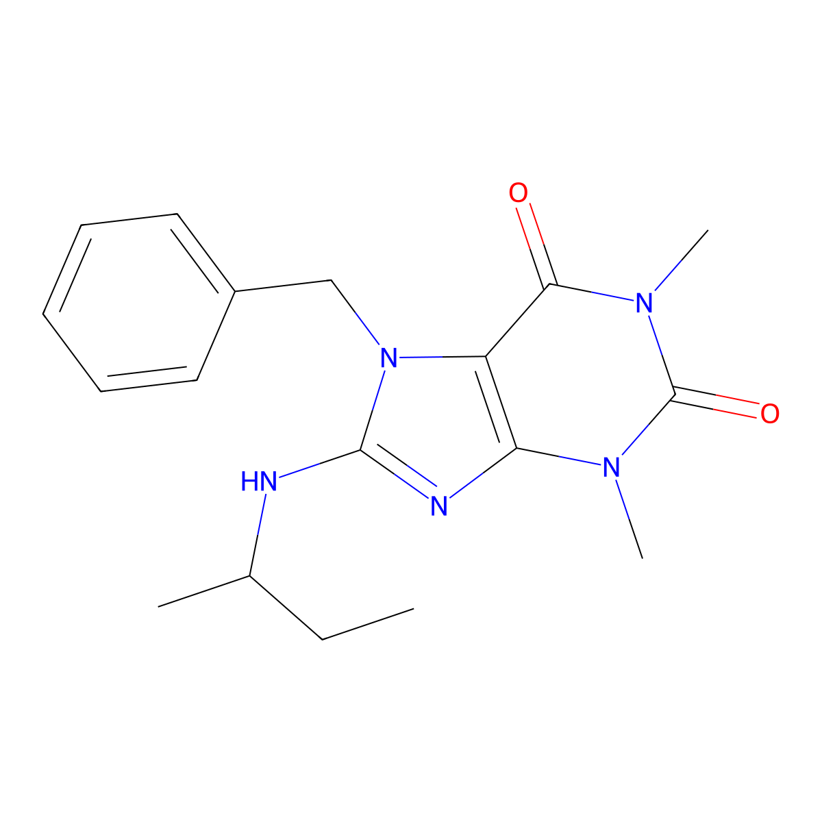 7-Benzyl-8-sec-butylamino-1,3-dimethyl-3,7-dihydro-purine-2,6-dione molecular structure, CAS 377065-11-7
