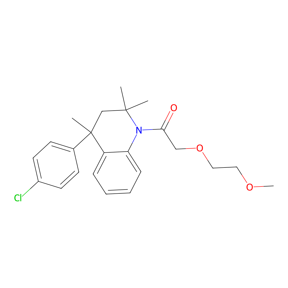 1-[4-(4-chlorophenyl)-2,2,4-trimethyl-3H-quinolin-1-yl]-2-(2-methoxyethoxy)ethanone molecular structure, CAS 377065-12-8
