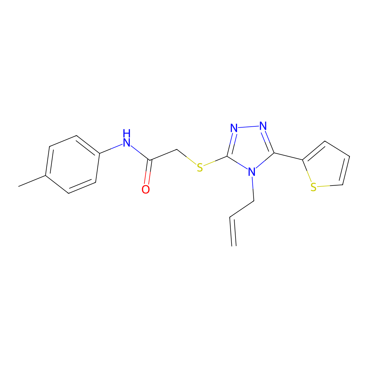 2-{[4-Allyl-5-(2-thienyl)-4H-1,2,4-triazol-3-YL]sulfanyl}-N-(4-methylphenyl)acetamide molecular structure, CAS 377065-38-8