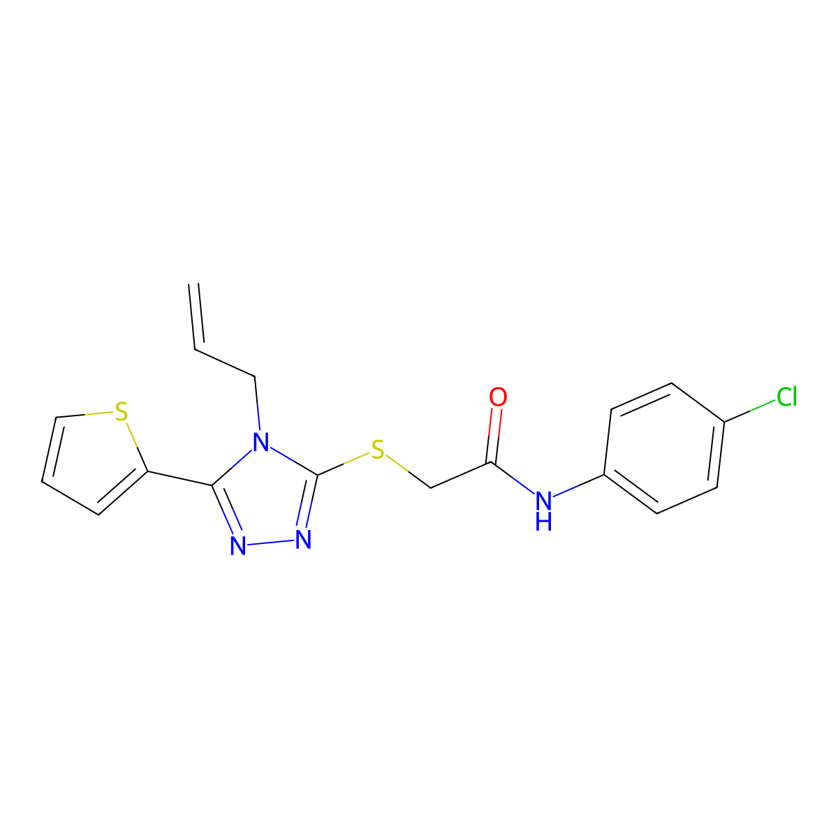 2-((4-Allyl-5-(2-thienyl)-4H-1,2,4-triazol-3-YL)thio)-N-(4-CL-PH)acetamide molecular structure, CAS 377065-80-0