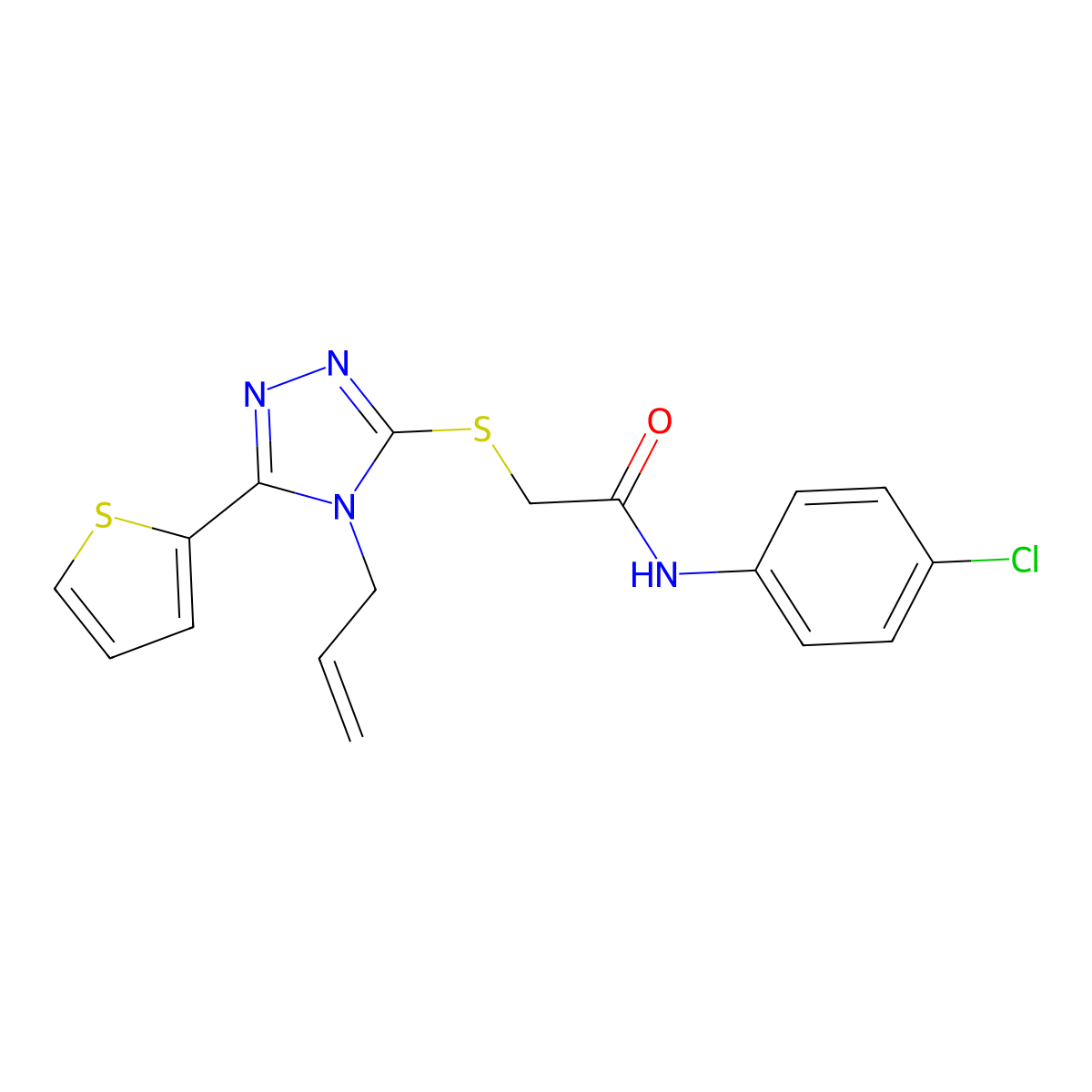 2-((4-Allyl-5-(2-thienyl)-4H-1,2,4-triazol-3-YL)thio)-N-(4-CL-PH)acetamide molecular structure, CAS 377065-80-0
