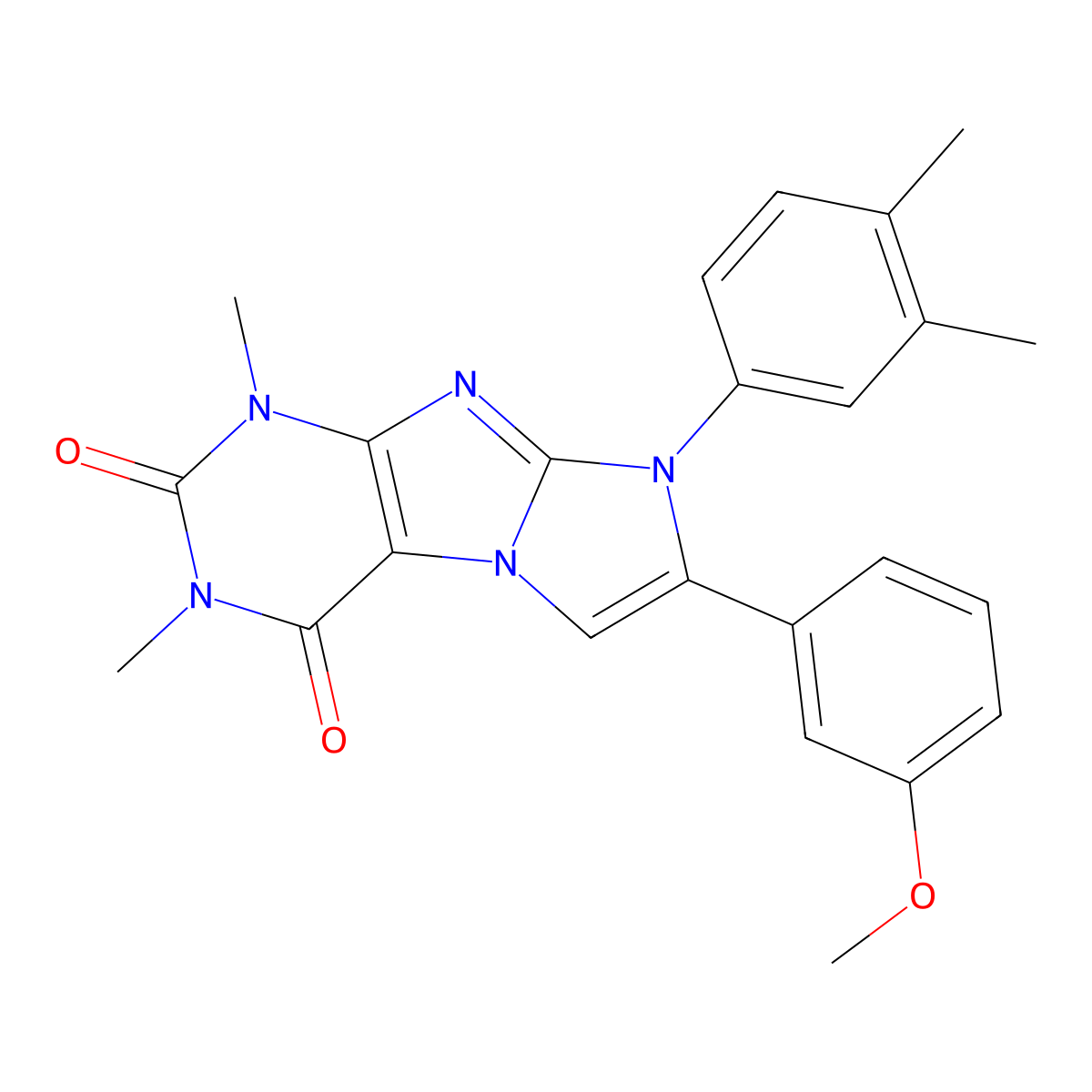 6-(3,4-Dimethylphenyl)-7-(3-methoxyphenyl)-2,4-dimethylpurino[7,8-a]imidazole-1,3-dione molecular structure, CAS 377066-22-3