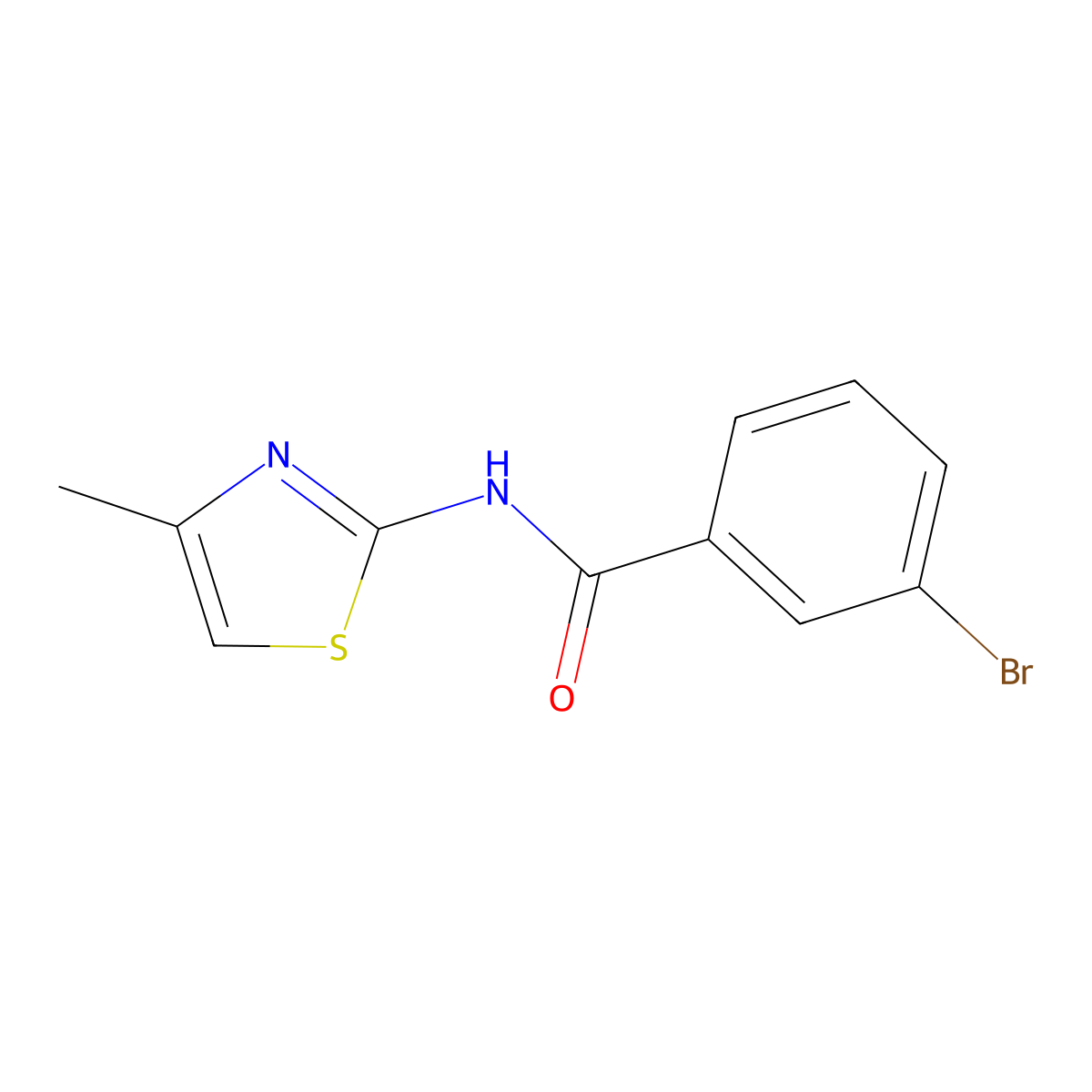 3-bromo-N-(4-methyl-1,3-thiazol-2-yl)benzamide molecular structure, CAS 377066-38-1
