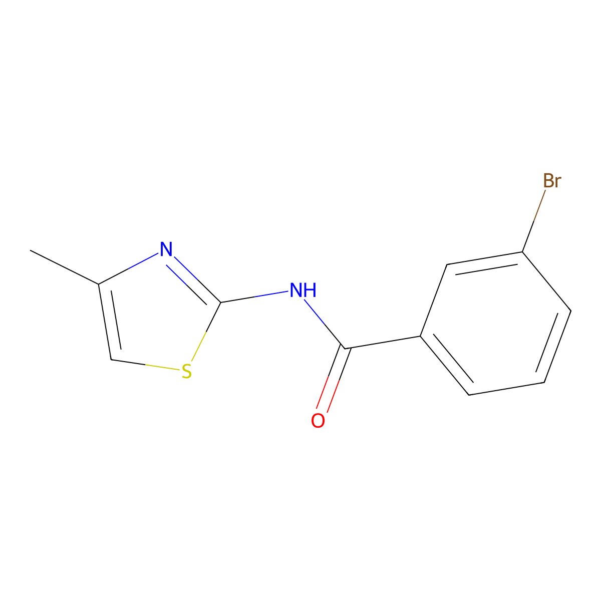 3-bromo-N-(4-methyl-1,3-thiazol-2-yl)benzamide molecular structure, CAS 377066-38-1