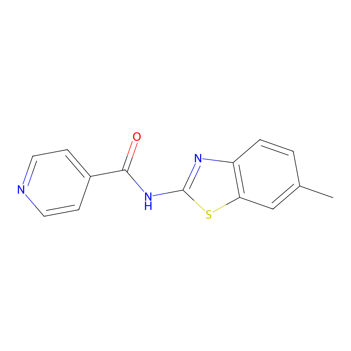 N-(6-methyl-1,3-benzothiazol-2-yl)pyridine-4-carboxamide molecular structure, CAS 377067-10-2