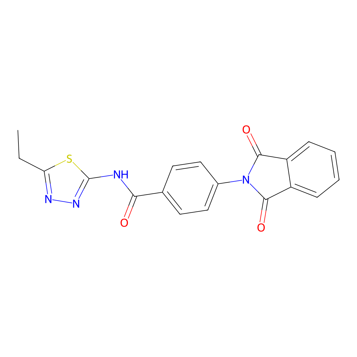4-(1,3-dioxoisoindolin-2-yl)-N-(5-ethyl-1,3,4-thiadiazol-2-yl)benzamide molecular structure, CAS 377067-53-3
