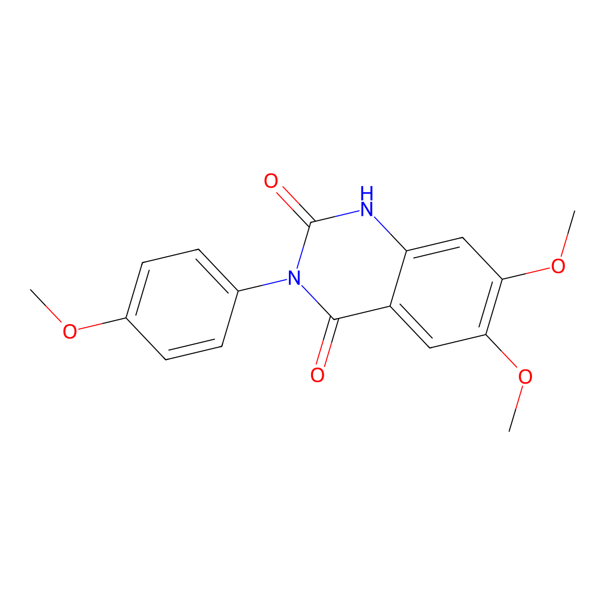 6,7-dimethoxy-3-(4-methoxyphenyl)-1H-quinazoline-2,4-dione molecular structure, CAS 377067-62-4