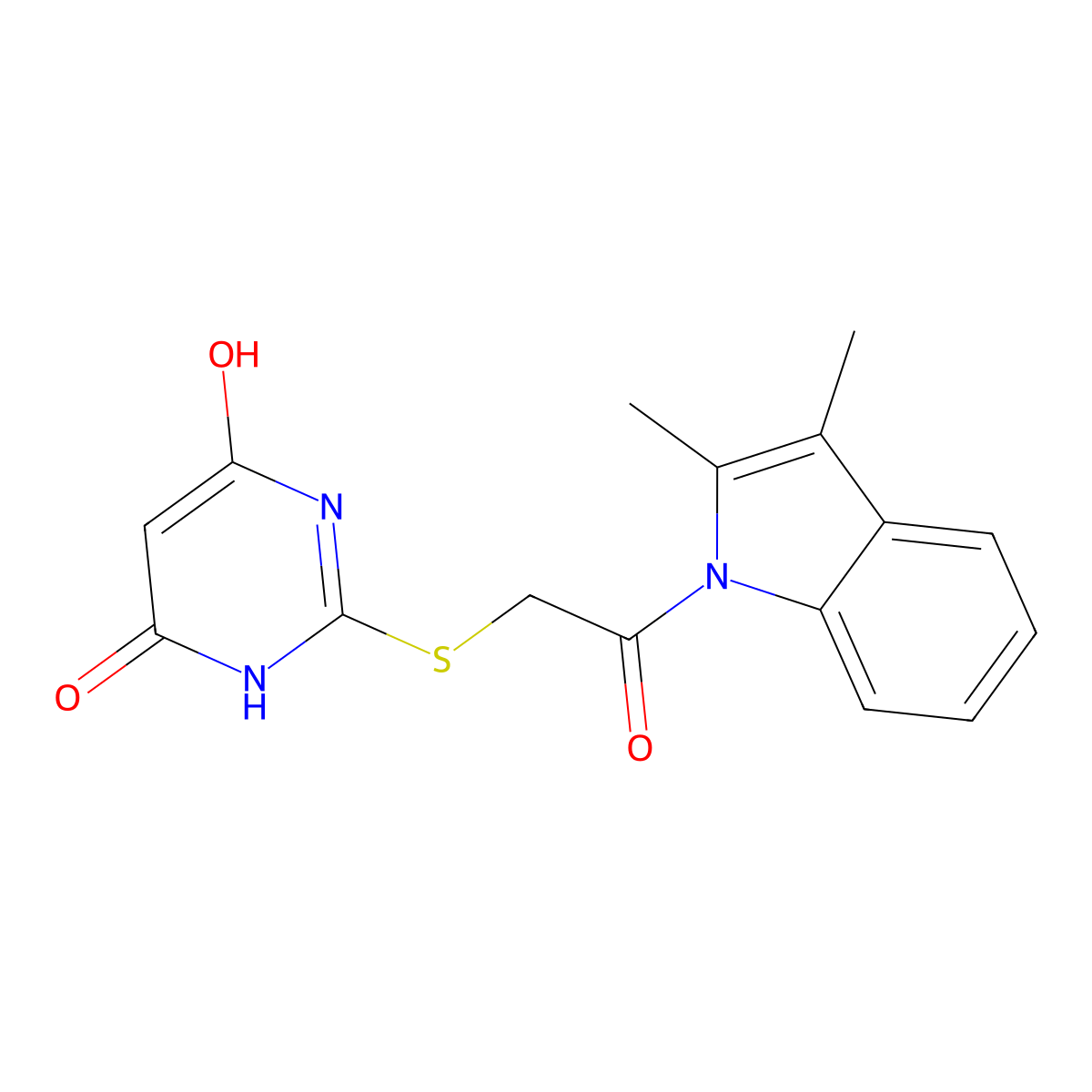 2-[2-(2,3-dimethylindol-1-yl)-2-oxoethyl]sulfanyl-4-hydroxy-1H-pyrimidin-6-one molecular structure, CAS 377067-80-6