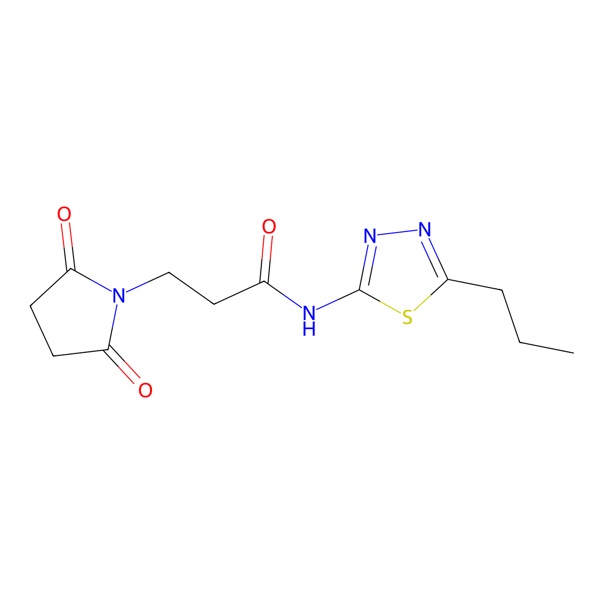 3-(2,5-dioxopyrrolidin-1-yl)-N-(5-propyl-1,3,4-thiadiazol-2-yl)propanamide molecular structure, CAS 377068-45-6