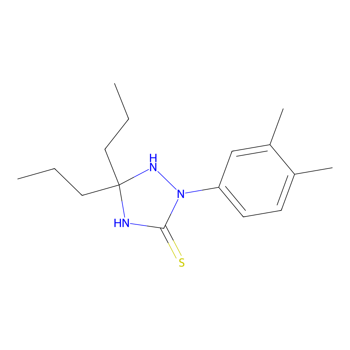 2-(3,4-Dimethylphenyl)-5,5-dipropyl-1,2,4-triazolidine-3-thione molecular structure, CAS 377069-04-0