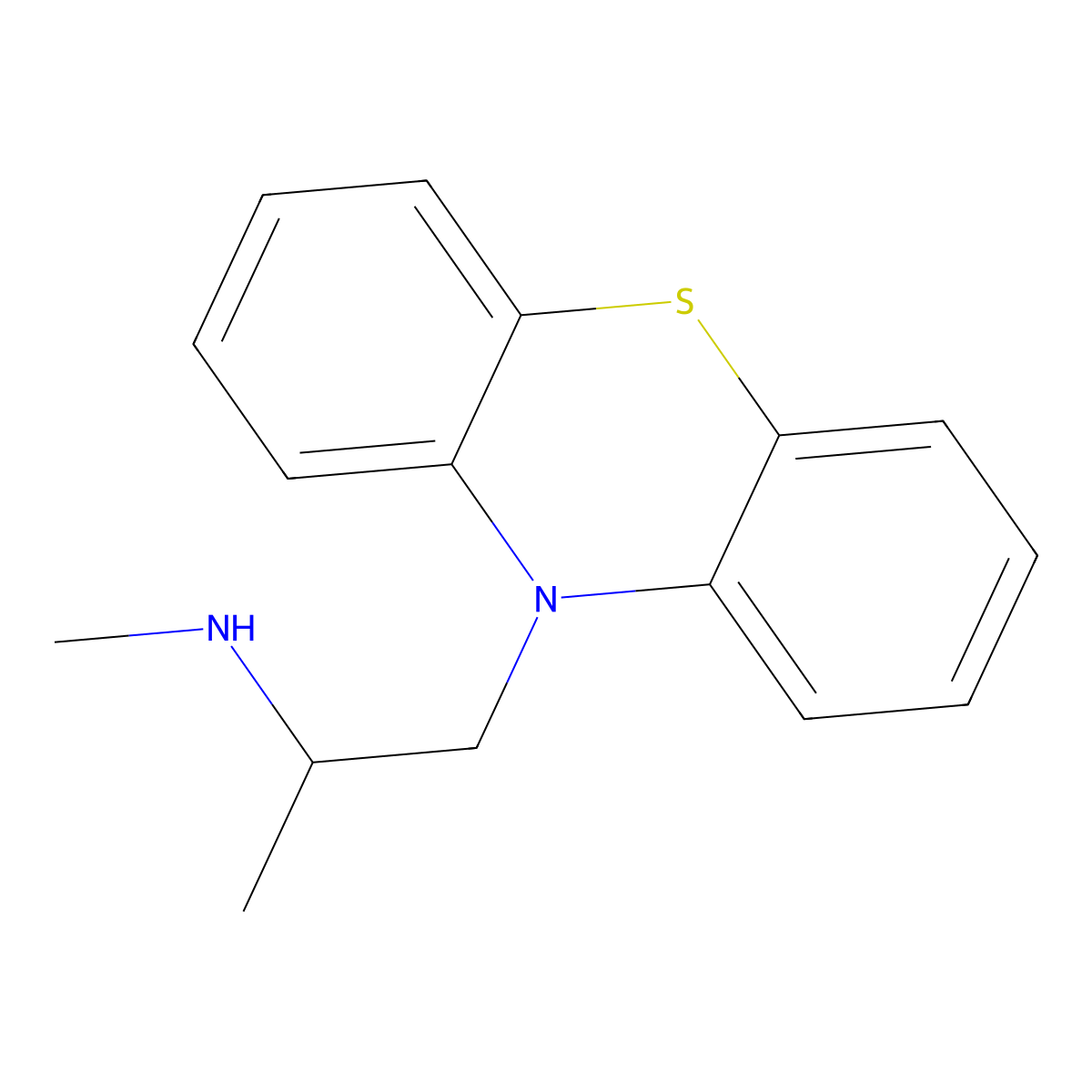 N,alpha-Dimethyl-10H-phenothiazine-10-ethanamine molecular structure, CAS 37707-23-6