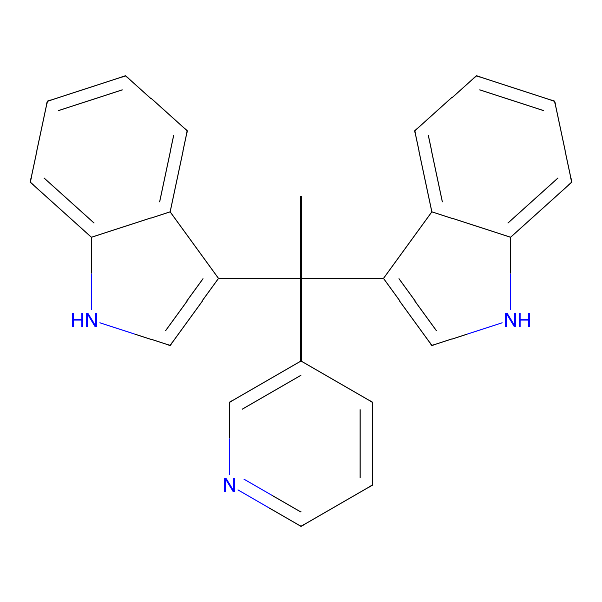 3-[1-(1H-indol-3-yl)-1-pyridin-3-ylethyl]-1H-indole molecular structure, CAS 37707-64-5
