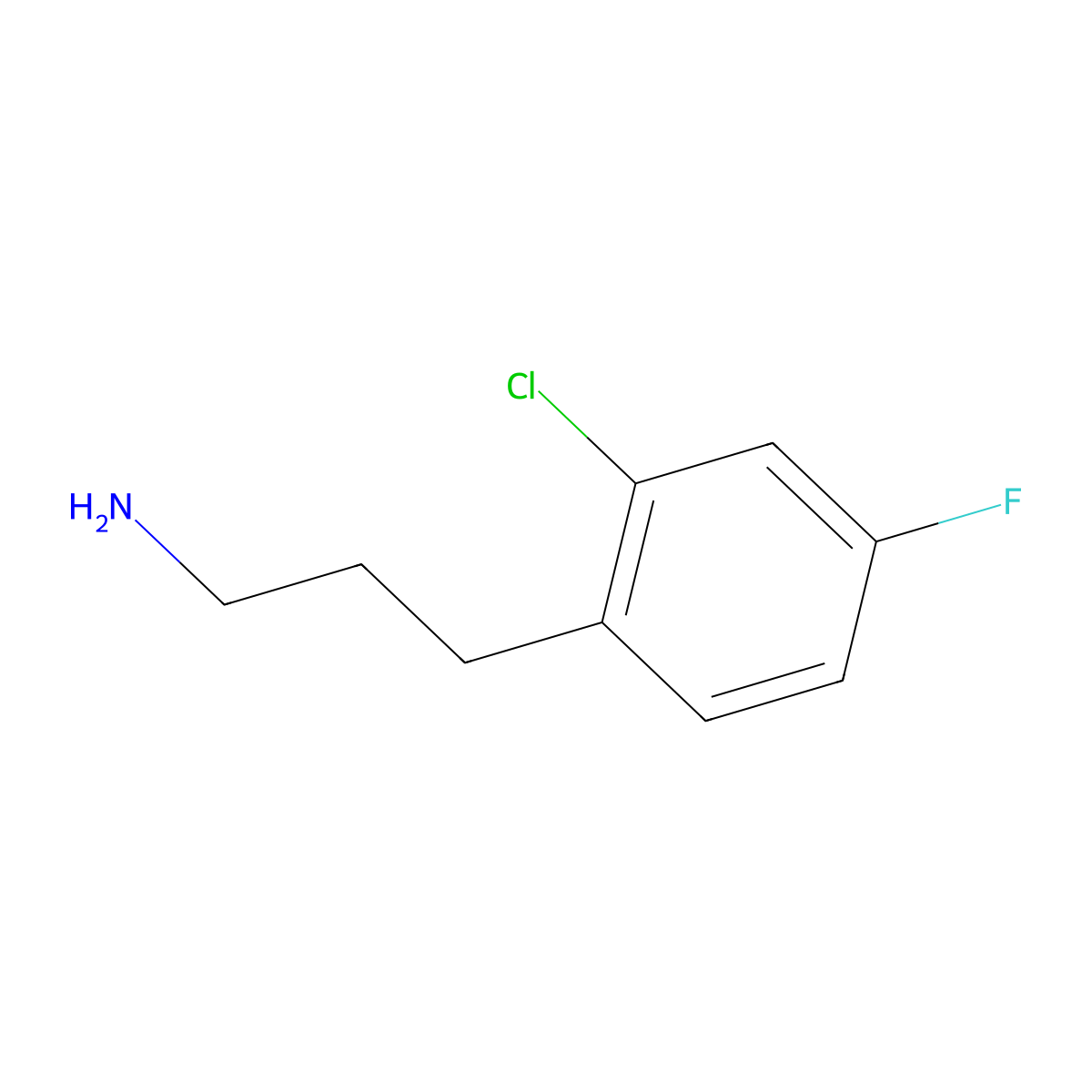 3-(2-Chloro-4-fluorophenyl)-1-propylamine molecular structure, CAS 377084-68-9