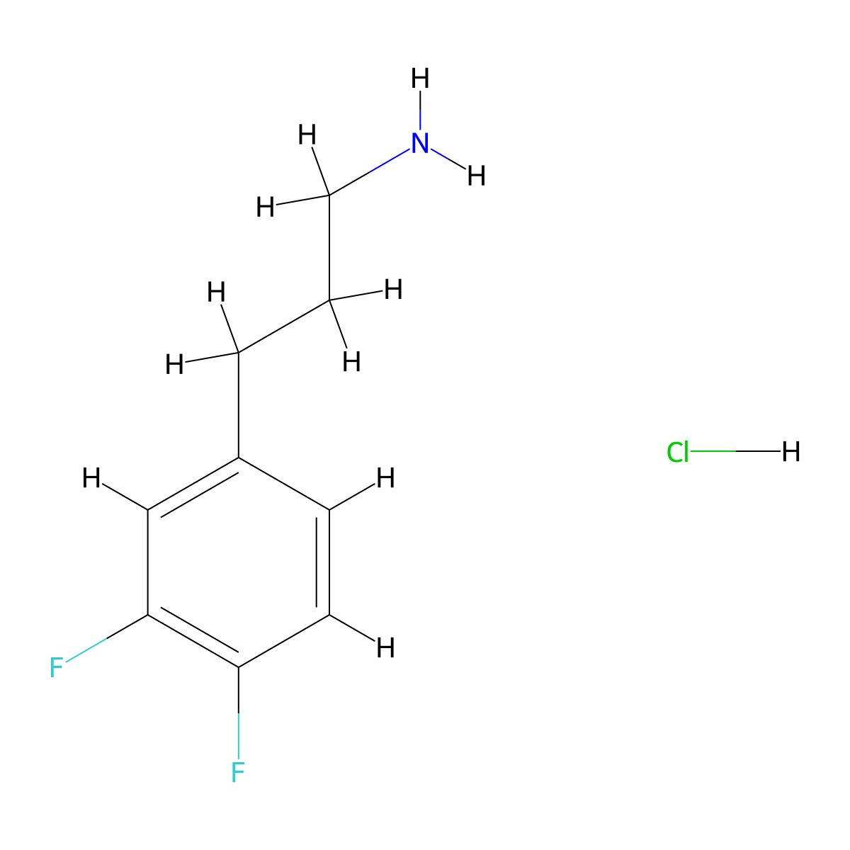 3-(3,4-Difluorophenyl)propan-1-amine hydrochloride molecular structure, CAS 377084-78-1