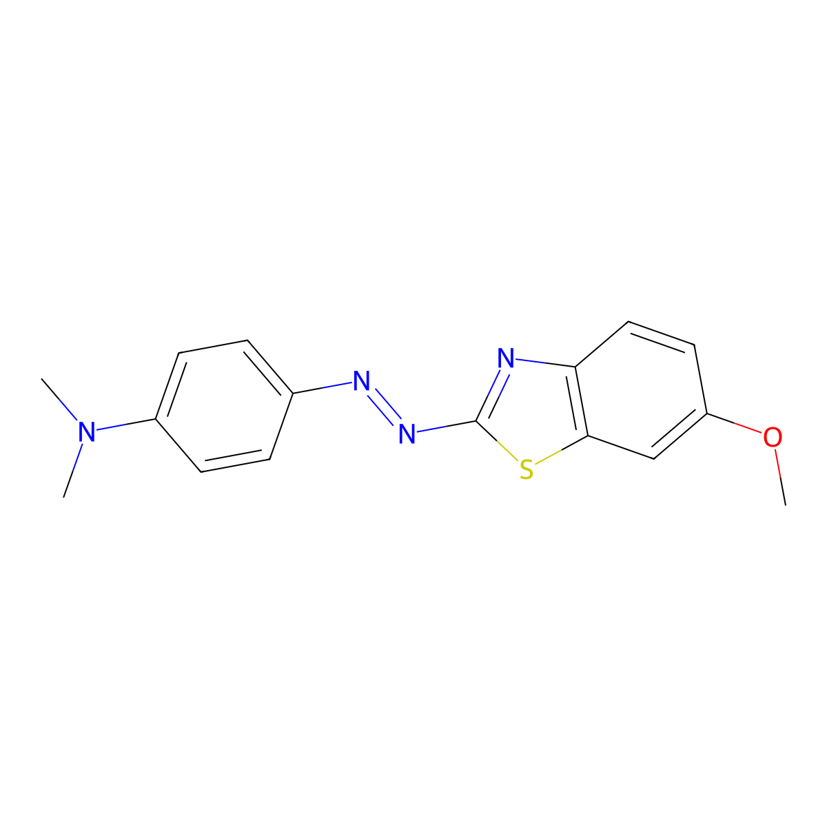 Benzenamine, 4-(2-(6-methoxy-2-benzothiazolyl)diazenyl)-N,N-dimethyl- molecular structure, CAS 3771-31-1