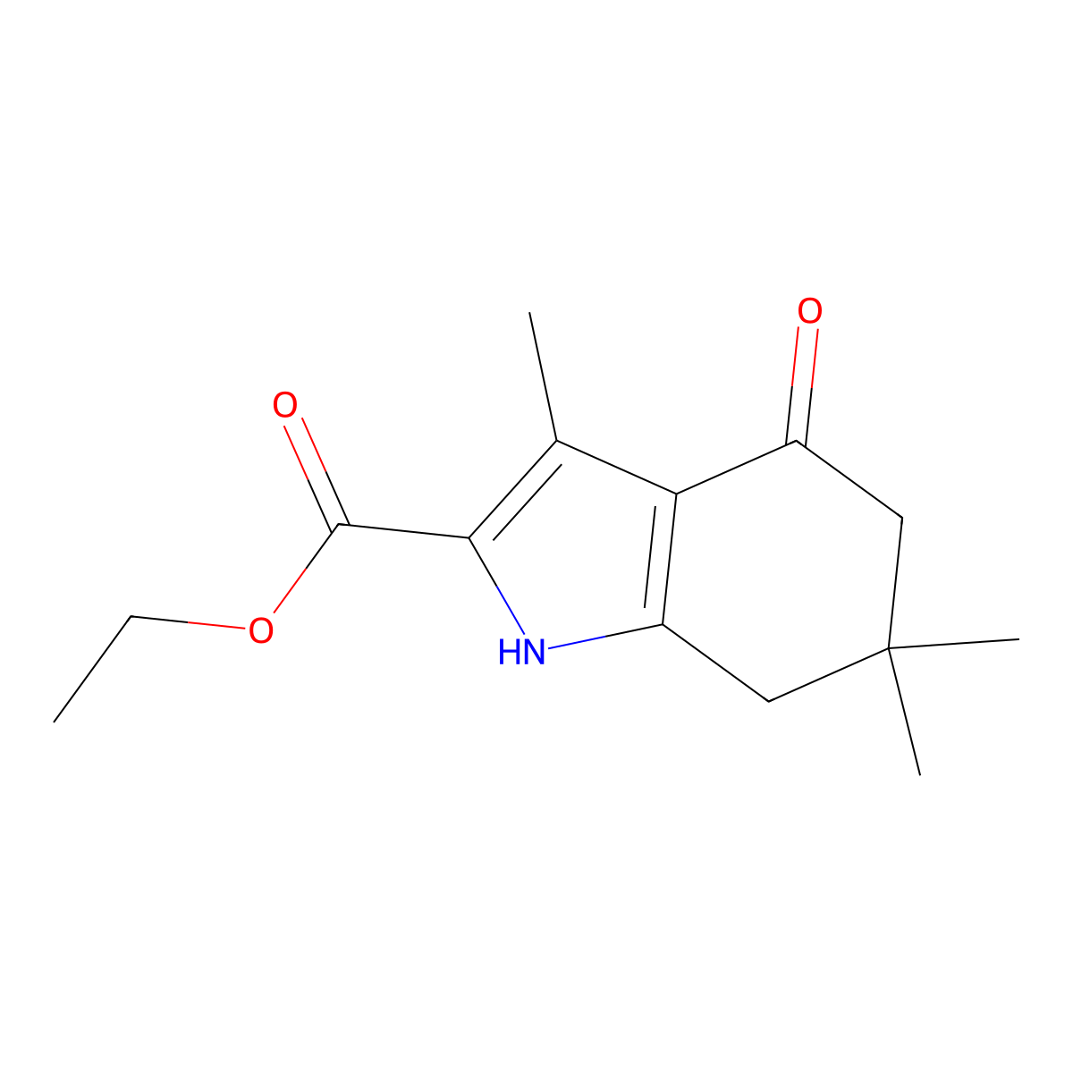 ethyl 3,6,6-trimethyl-4-oxo-4,5,6,7-tetrahydro-1H-indole-2-carboxylate molecular structure, CAS 37711-24-3