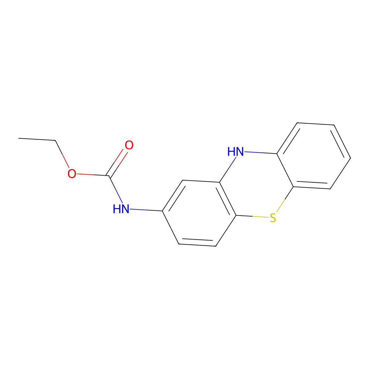 Ethyl N-(10H-phenothiazin-2-yl)carbamate molecular structure, CAS 37711-29-8