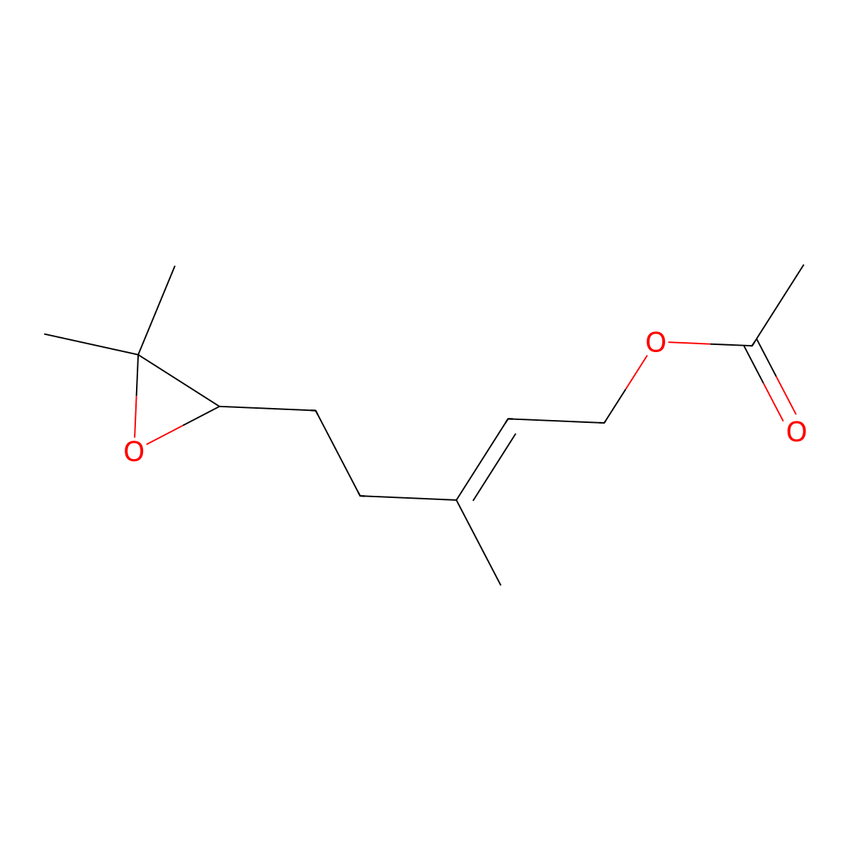 2-Penten-1-ol, 5-(3,3-dimethyl-2-oxiranyl)-3-methyl-, 1-acetate molecular structure, CAS 37715-31-4