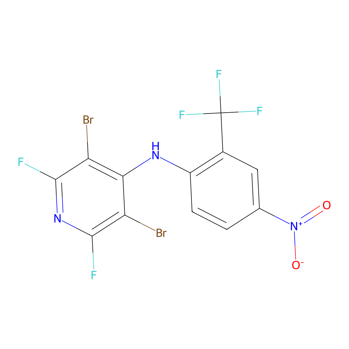 3,5-Dibromo-2,6-difluoro-N-(4-nitro-2-(trifluoromethyl)phenyl)pyridin-4-amine molecular structure, CAS 37729-25-2