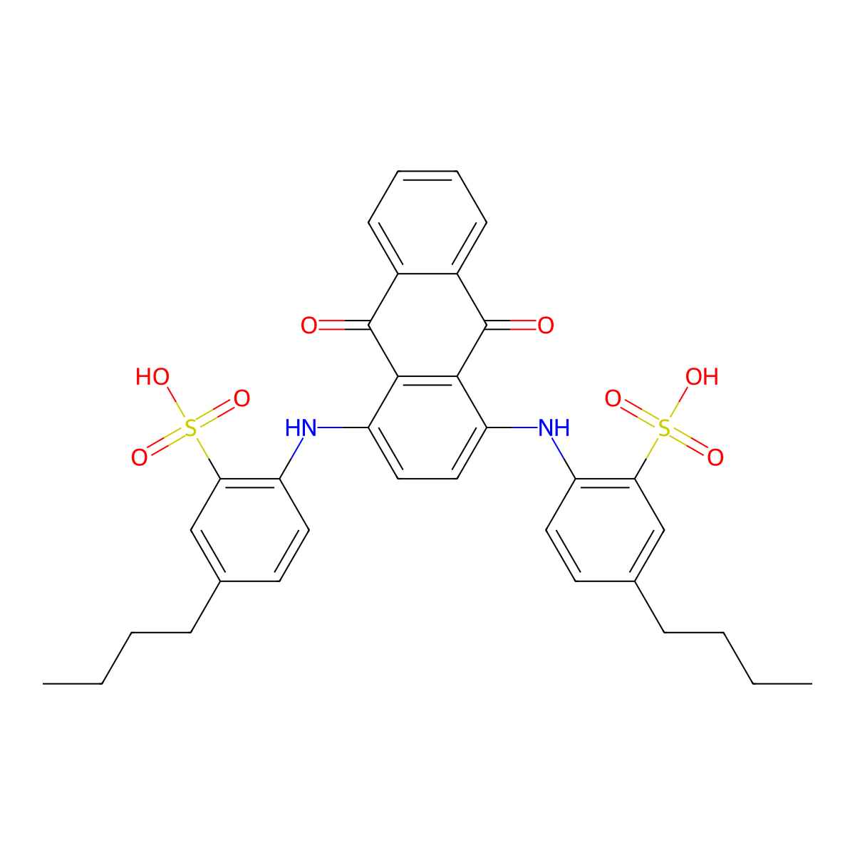 2,2'-[(9,10-Dioxo-9,10-dihydroanthracene-1,4-diyl)diimino]bis(5-butylbenzenesulfonic acid) molecular structure, CAS 3773-10-2