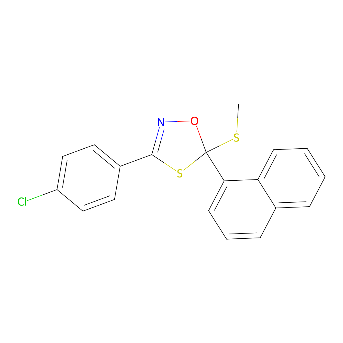 3-(4-Chlorophenyl)-5-(methylsulfanyl)-5-(1-naphthyl)-1,4,2-oxathiazole molecular structure, CAS 37737-85-2