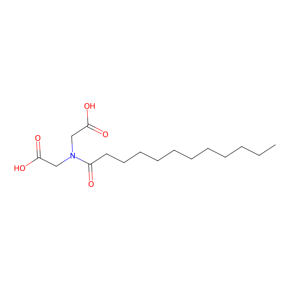 Acetyl carboxymethyl lauroyl glycine molecular structure, CAS 3775-51-7