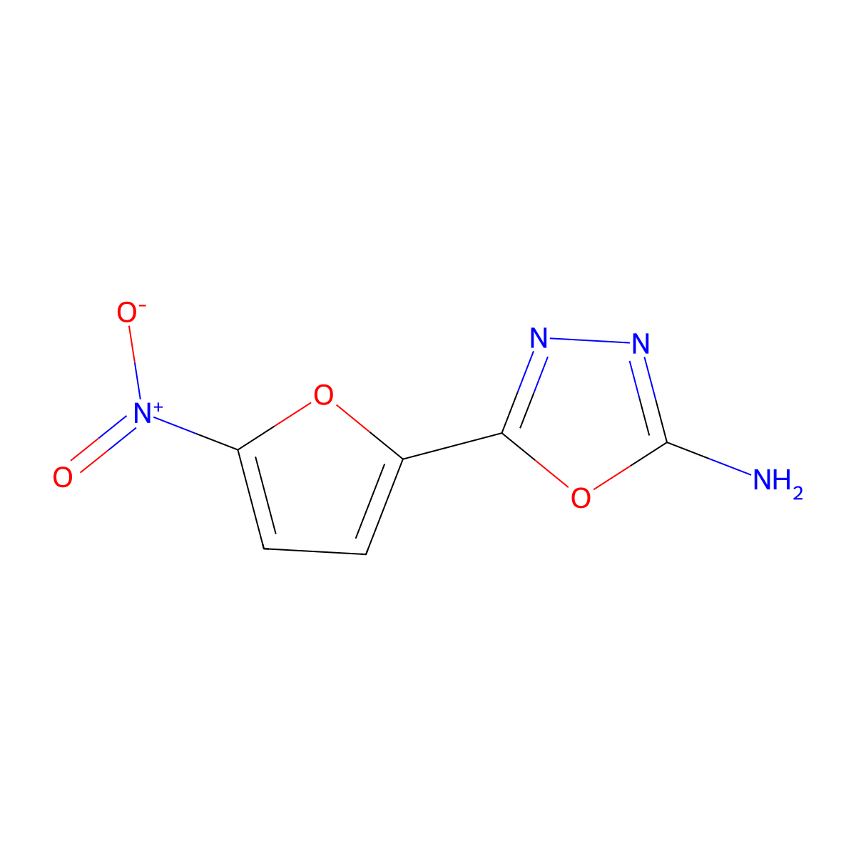 2-Amino-5-(5-nitro-2-furyl)-1,3,4-oxadiazole molecular structure, CAS 3775-55-1