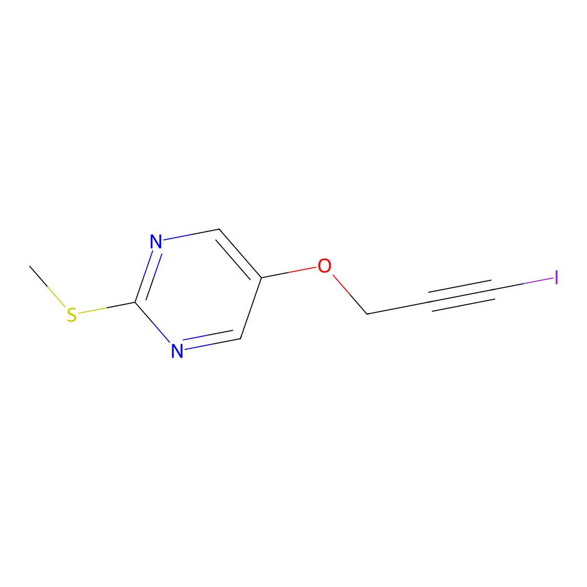2-Methylthio-5-(3-iodopropargyloxy)pyrimidine molecular structure, CAS 37750-83-7