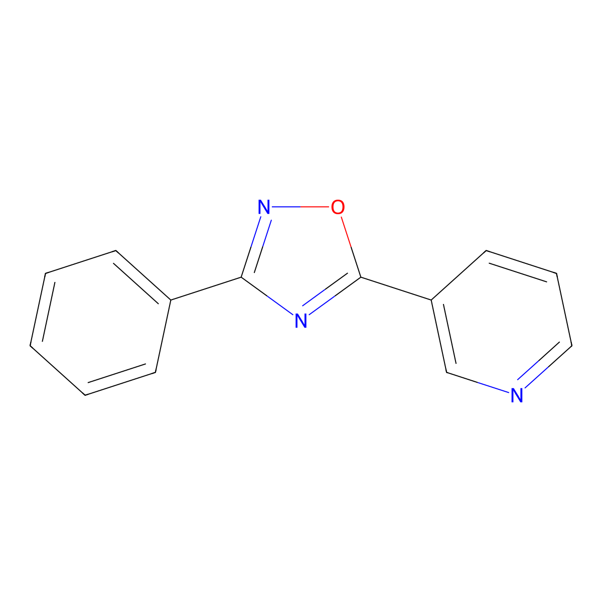 3-Phenyl-5-(3-pyridyl)-1,2,4-oxadiazole molecular structure, CAS 37760-49-9