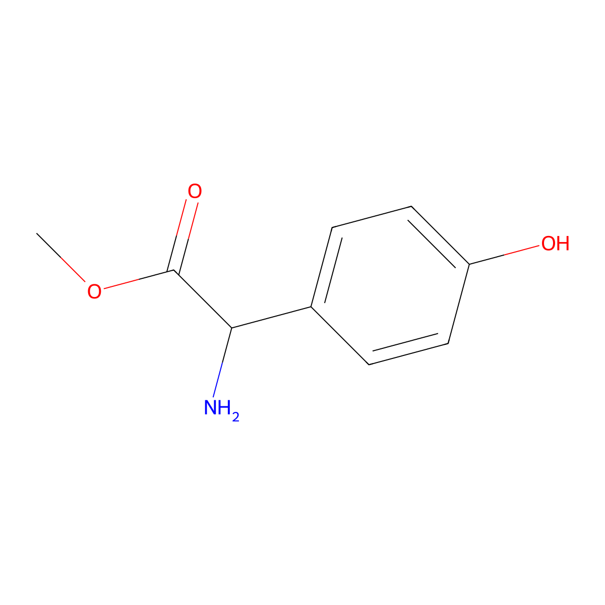 Methyl (alphaR)-alpha-amino-4-hydroxybenzeneacetate molecular structure, CAS 37763-23-8