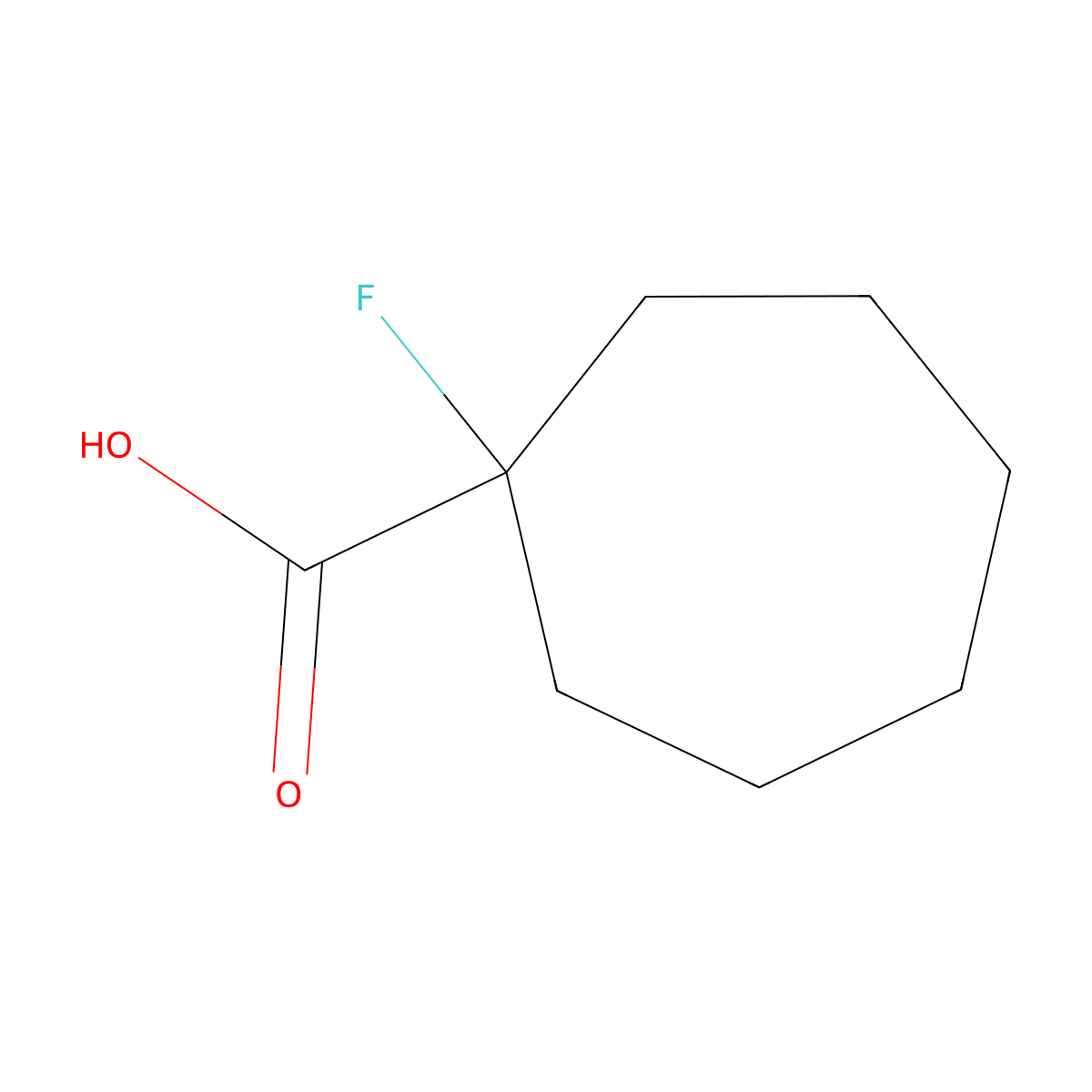 1-Fluorocycloheptane-1-carboxylic acid molecular structure, CAS 377725-13-8