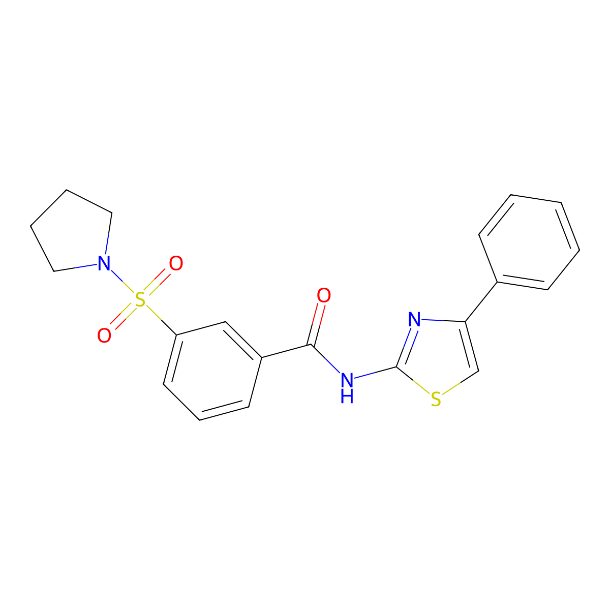 N-(4-phenyl-1,3-thiazol-2-yl)-3-(pyrrolidin-1-ylsulfonyl)benzamide molecular structure, CAS 377756-87-1