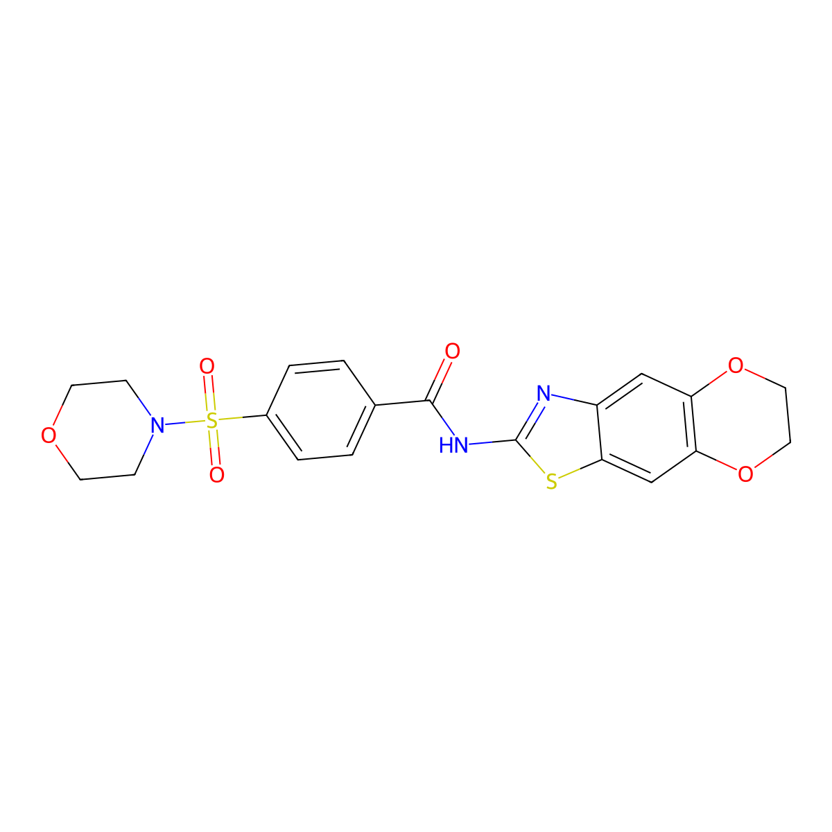 N-(6,7-dihydro-[1,4]dioxino[2,3-f][1,3]benzothiazol-2-yl)-4-morpholin-4-ylsulfonylbenzamide molecular structure, CAS 377757-57-8
