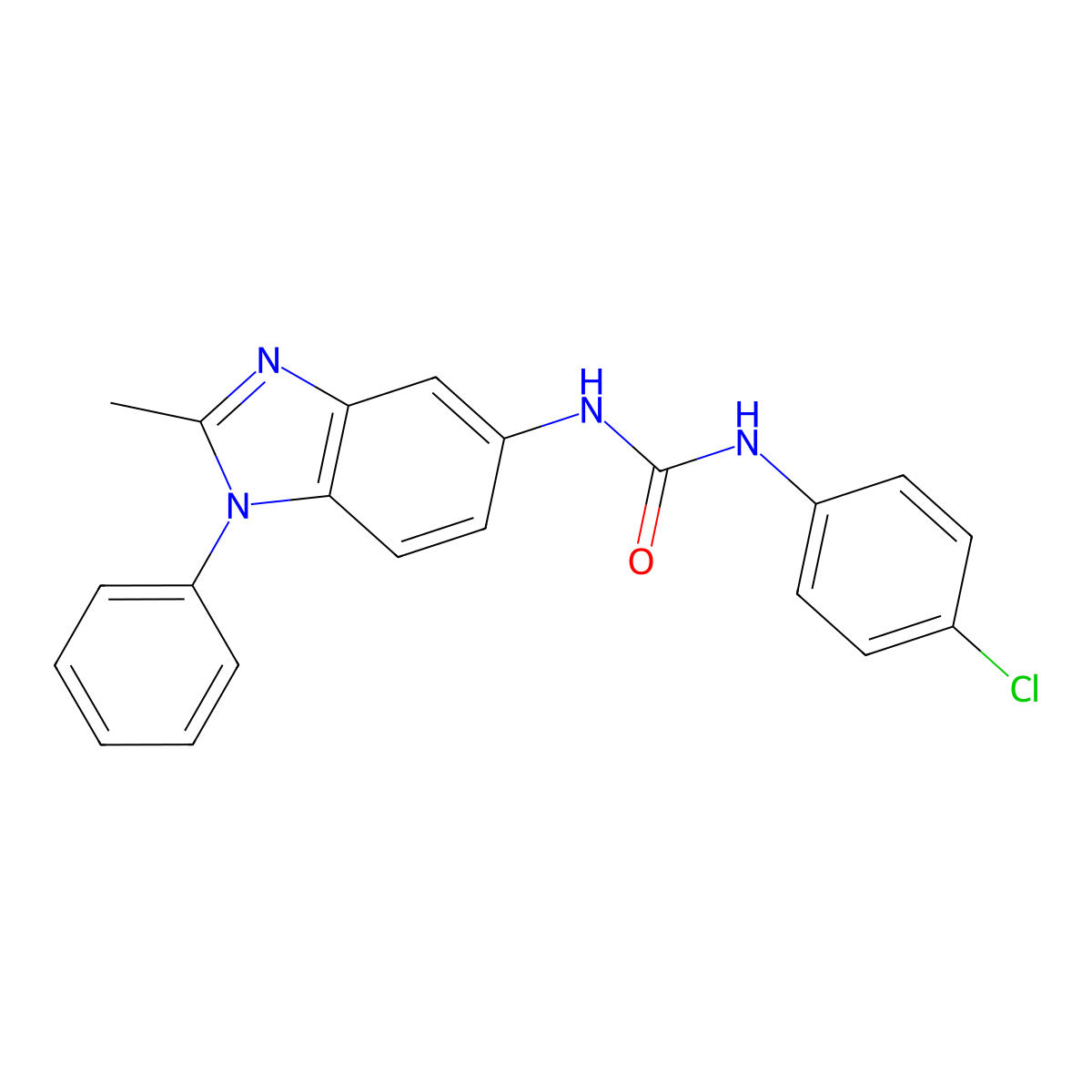 1-(4-chlorophenyl)-3-(2-methyl-1-phenyl-1H-1,3-benzodiazol-5-yl)urea molecular structure, CAS 377757-95-4