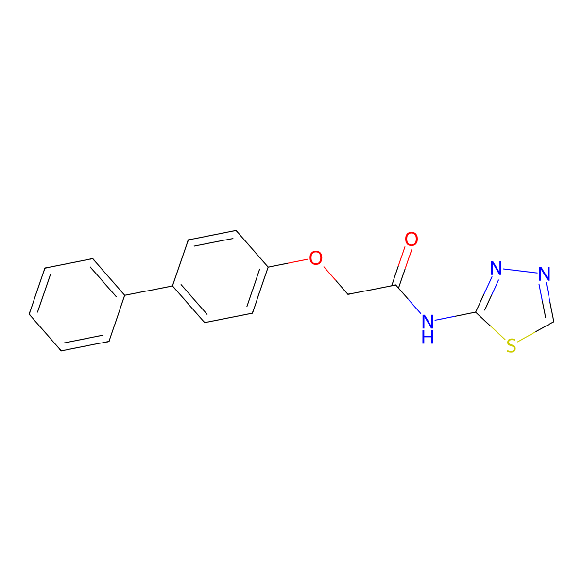 2-(4-phenylphenoxy)-N-(1,3,4-thiadiazol-2-yl)acetamide molecular structure, CAS 377760-73-1