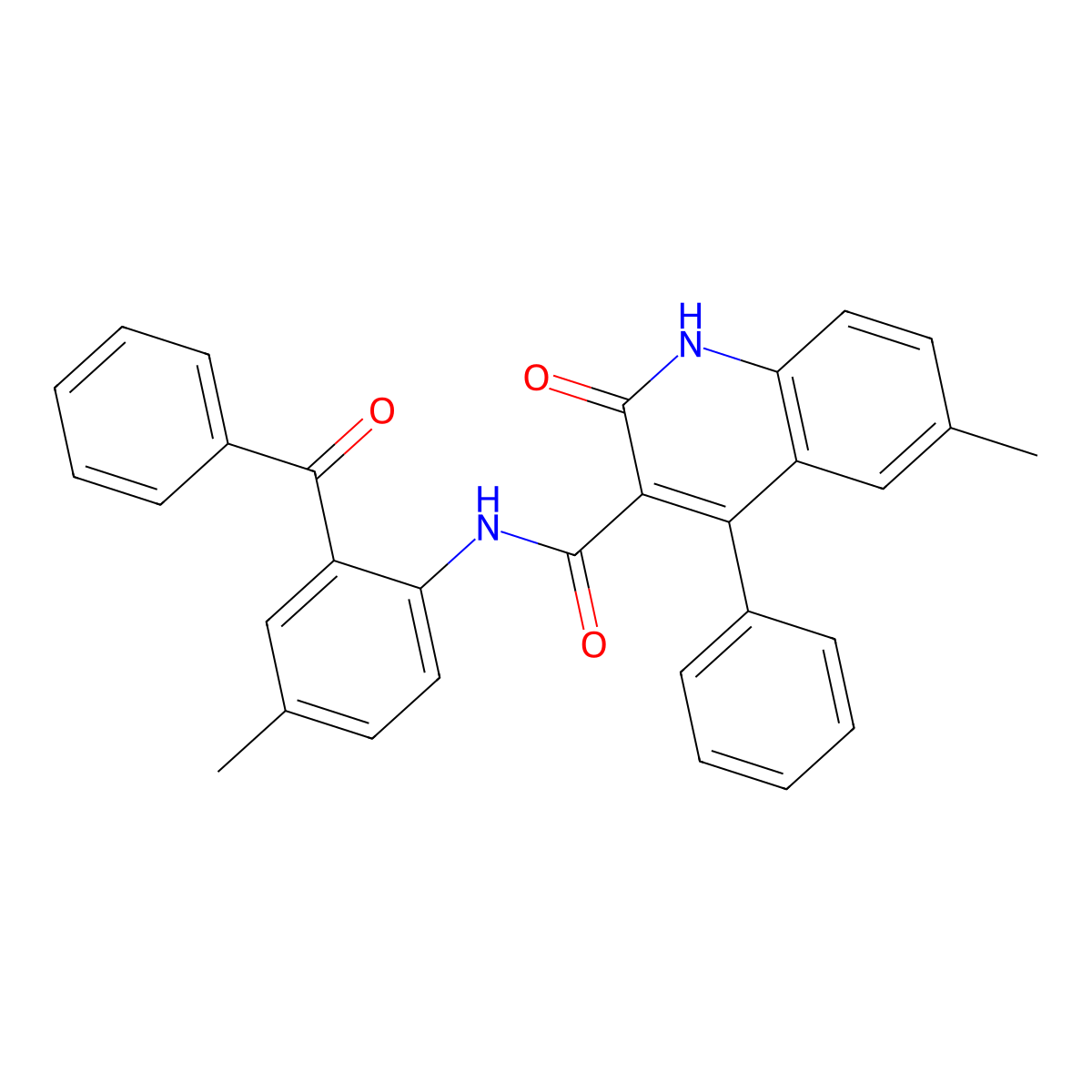 N-(2-benzoyl-4-methylphenyl)-6-methyl-2-oxo-4-phenyl-1,2-dihydroquinoline-3-carboxamide molecular structure, CAS 377760-77-5