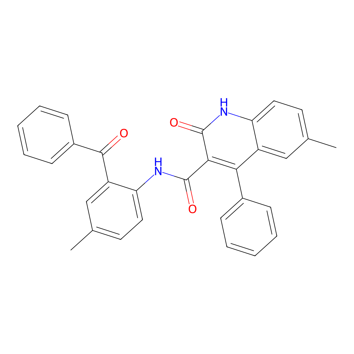 N-(2-benzoyl-4-methylphenyl)-6-methyl-2-oxo-4-phenyl-1,2-dihydroquinoline-3-carboxamide molecular structure, CAS 377760-77-5
