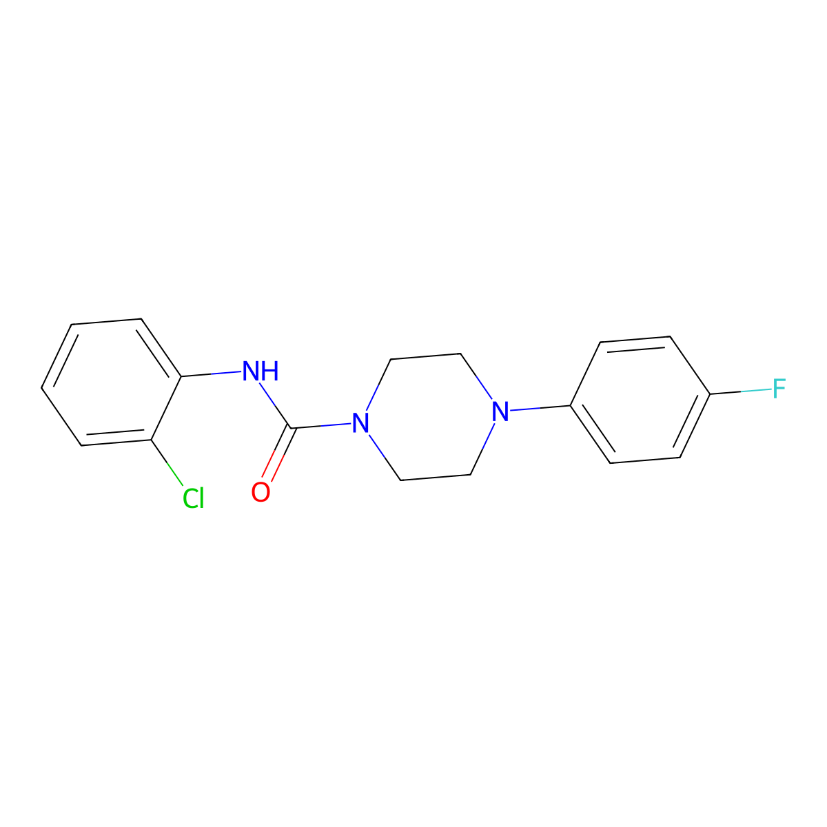 N-(2-chlorophenyl)-4-(4-fluorophenyl)piperazine-1-carboxamide molecular structure, CAS 377761-19-8