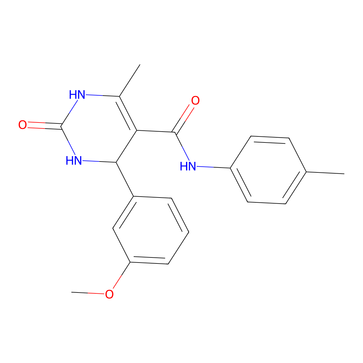 4-(3-methoxyphenyl)-6-methyl-2-oxo-N-(p-tolyl)-1,2,3,4-tetrahydropyrimidine-5-carboxamide molecular structure, CAS 377761-40-5