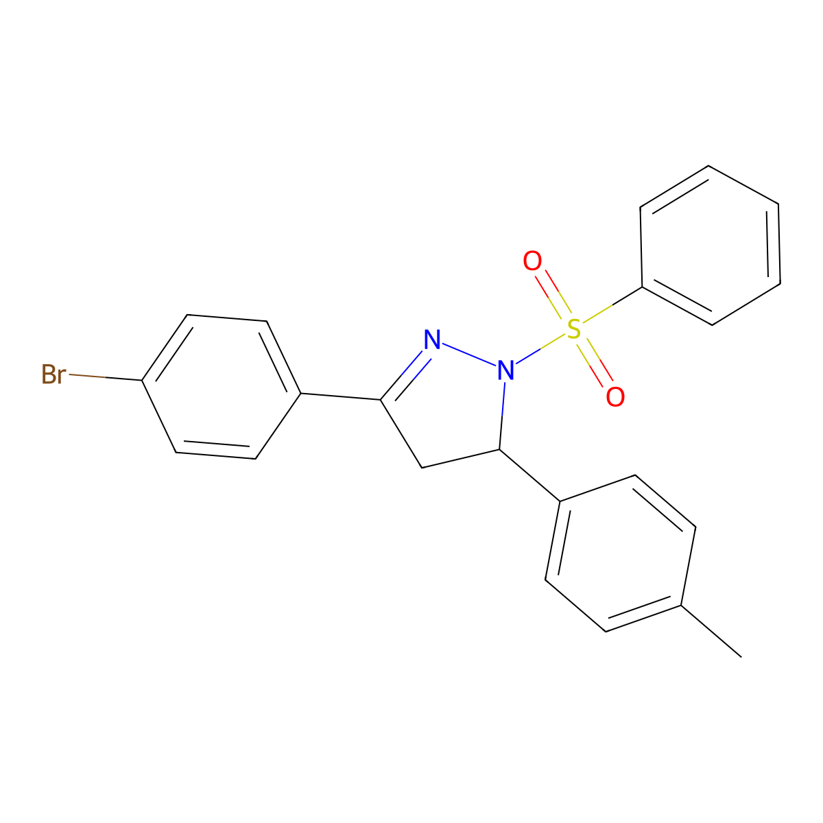 2-(Benzenesulfonyl)-5-(4-bromophenyl)-3-(4-methylphenyl)-3,4-dihydropyrazole molecular structure, CAS 377761-91-6