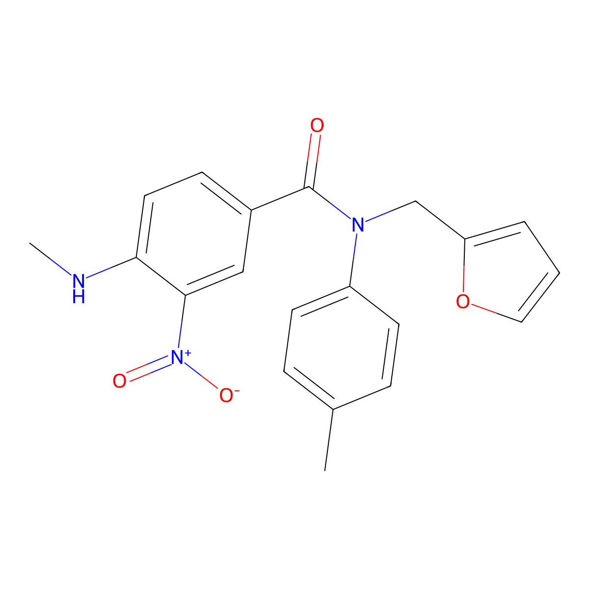 N-[(furan-2-yl)methyl]-4-(methylamino)-N-(4-methylphenyl)-3-nitrobenzamide molecular structure, CAS 377764-14-2