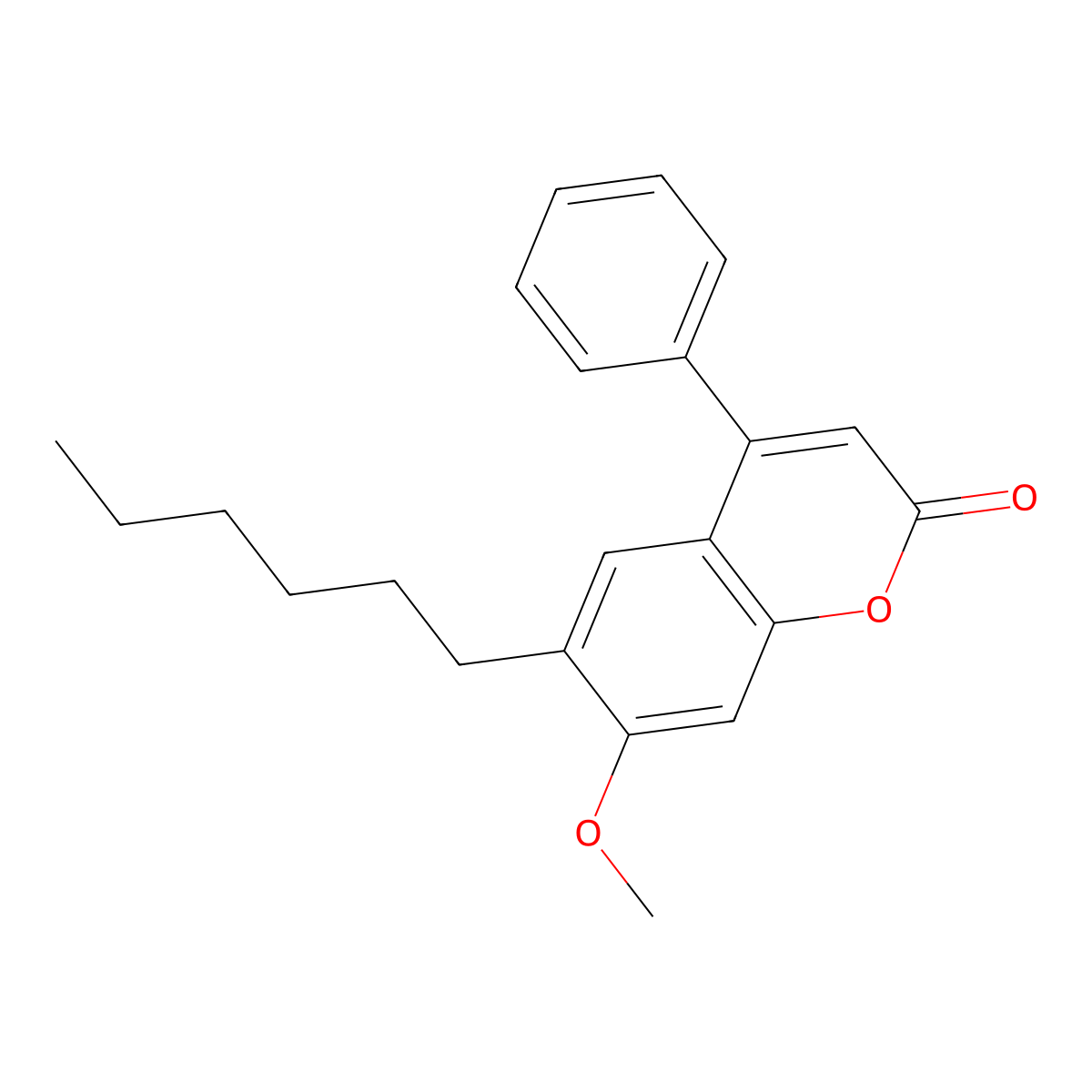 6-hexyl-7-methoxy-4-phenyl-2H-chromen-2-one molecular structure, CAS 377765-50-9