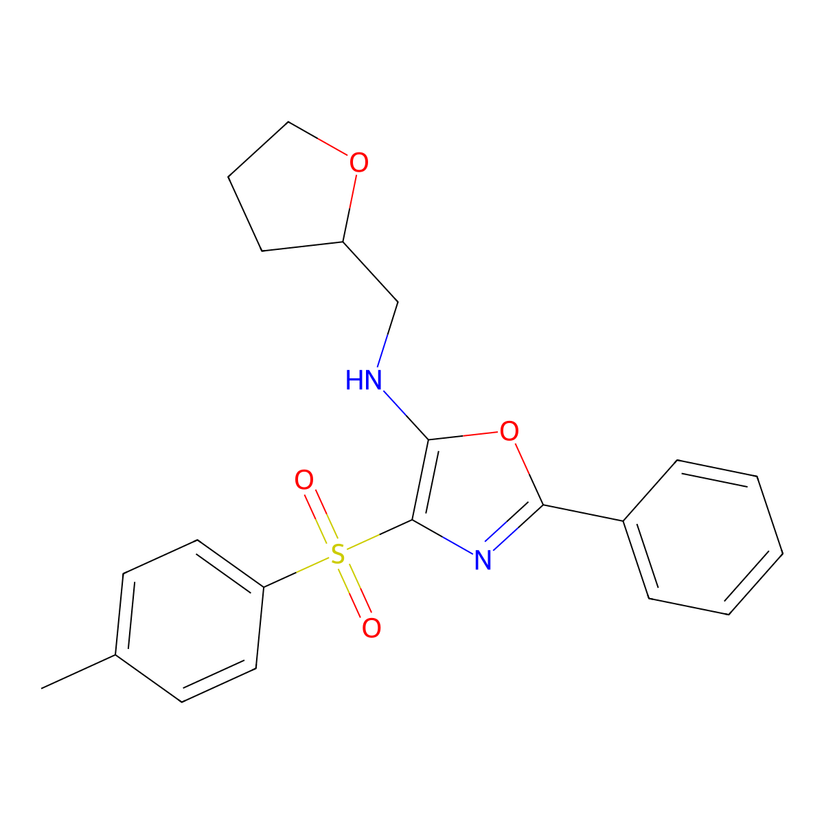 4-(4-methylbenzenesulfonyl)-N-[(oxolan-2-yl)methyl]-2-phenyl-1,3-oxazol-5-amine molecular structure, CAS 377765-99-6