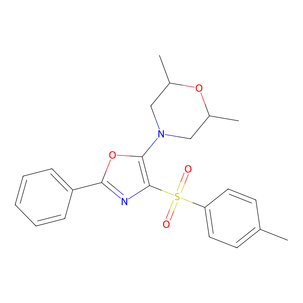 2,6-Dimethyl-4-[4-(4-methylbenzenesulfonyl)-2-phenyl-1,3-oxazol-5-yl]morpholine molecular structure, CAS 377766-02-4