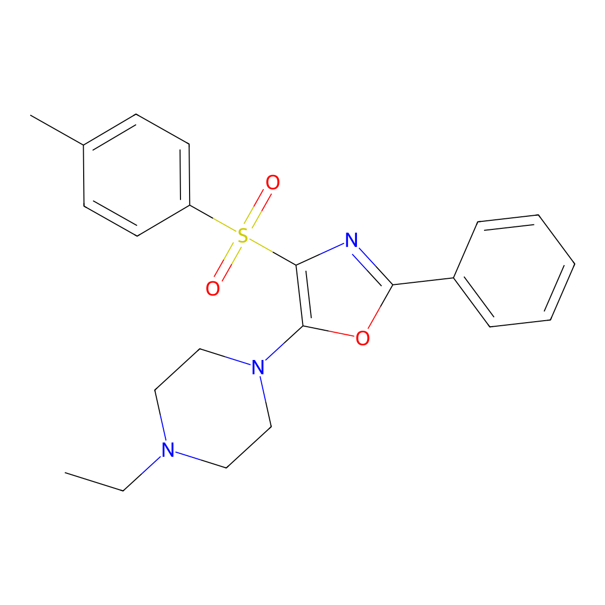 1-Ethyl-4-[4-(4-methylbenzenesulfonyl)-2-phenyl-1,3-oxazol-5-yl]piperazine molecular structure, CAS 377766-06-8