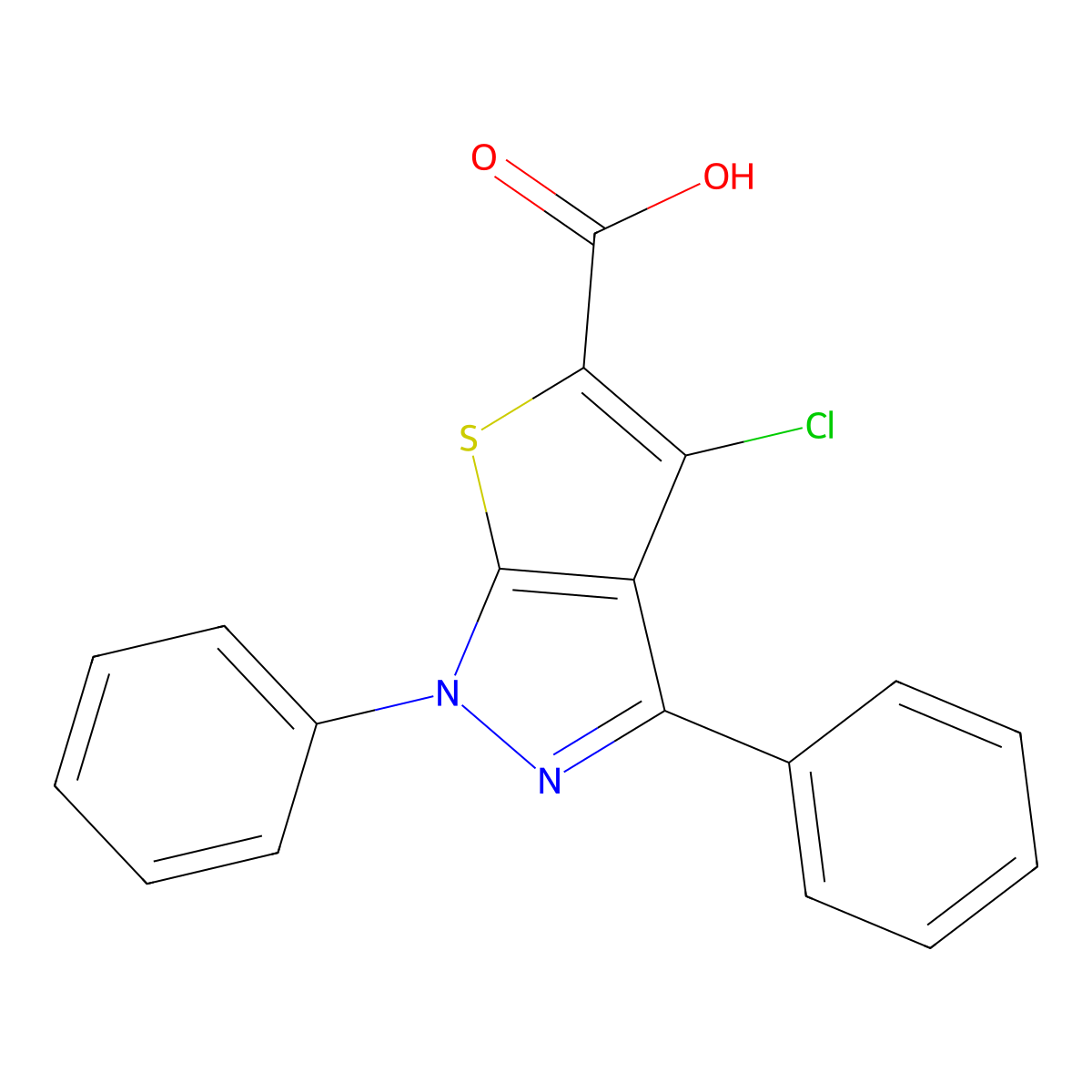 4-Chloro-1,3-diphenyl-1H-thieno[2,3-c]pyrazole-5-carboxylic acid molecular structure, CAS 377766-08-0