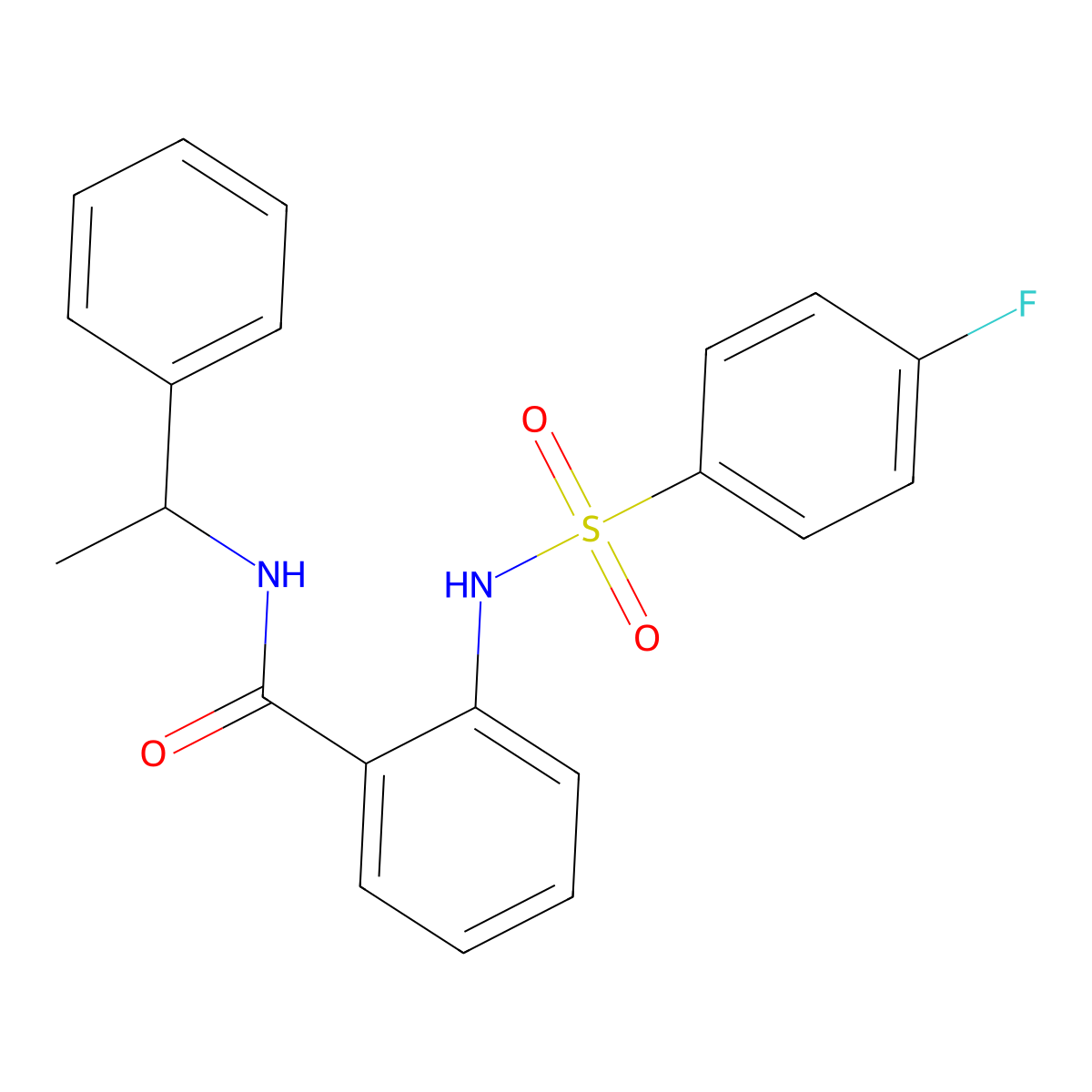 2-{[(4-fluorophenyl)sulfonyl]amino}-N-(1-phenylethyl)benzamide molecular structure, CAS 377766-93-3